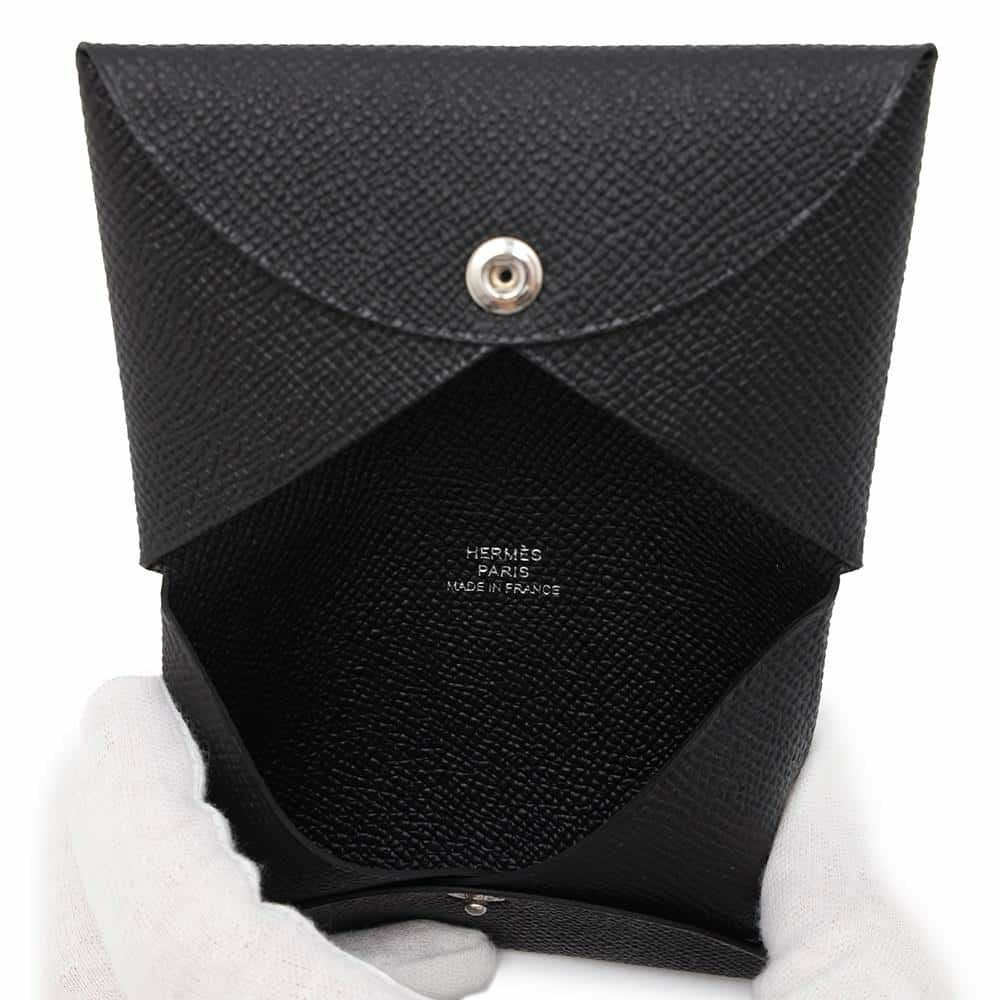 エルメス カードケース カルヴィ ブラック エプソン W刻印 HERMES 名刺
