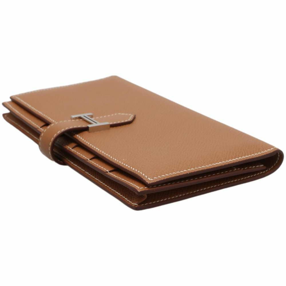 エルメス 長財布 ベアンスフレ ゴールド/シルバー金具 ヴォーエプソン