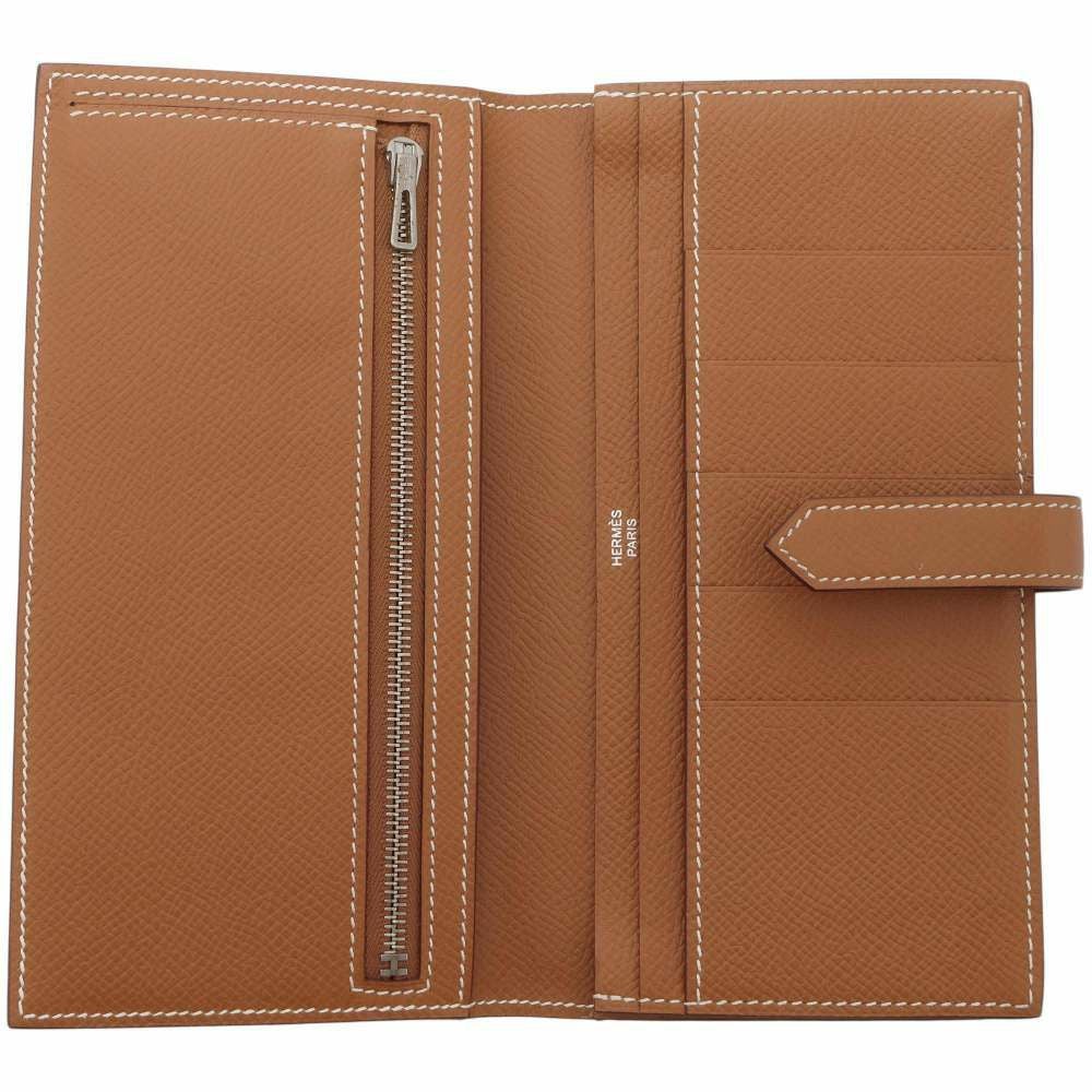 エルメス 長財布 ベアンスフレ マチ有り ジョーヌプッサン/ゴールド金具 ヴォーエプソン T刻印 HERMES 財布 HERMES エルメス 長財布 ベアンスフレ ジョーヌアンブル (アンバー