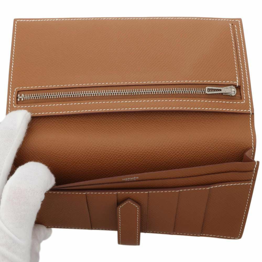 エルメス 長財布 ベアンスフレ ゴールド/シルバー金具 ヴォーエプソン