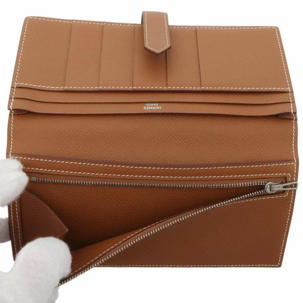 エルメス 長財布 ベアンスフレ ゴールド/シルバー金具 ヴォーエプソン