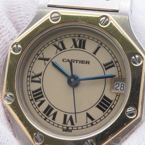 カルティエ サントスオクタゴン SM W2001683 Cartier 腕時計 アイボリー文字盤 クォーツ
