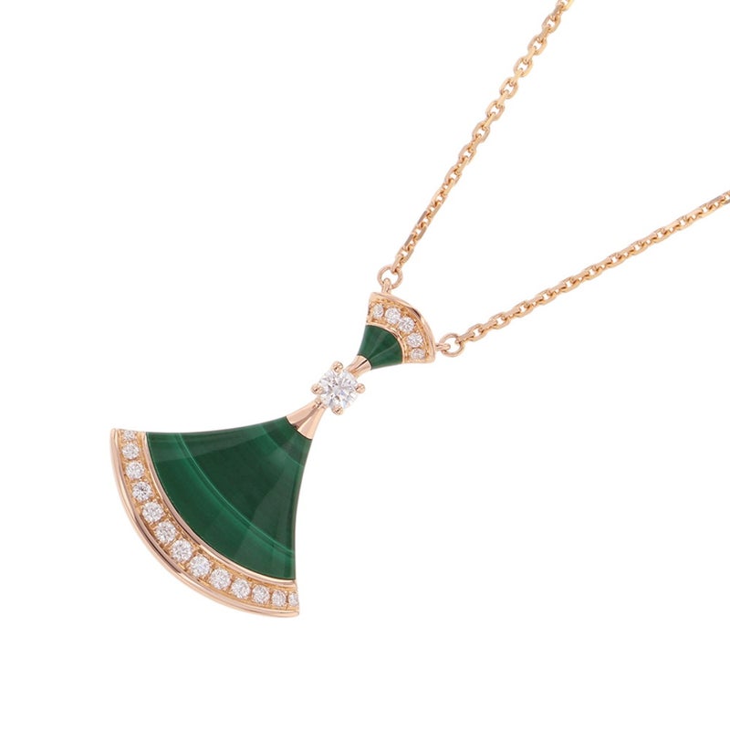 ブルガリ ネックレス ディーヴァ ドリーム マラカイト/ダイヤモンド 計0.28ct K18PGピンクゴールド 351143 BVLGARI ペンダント
