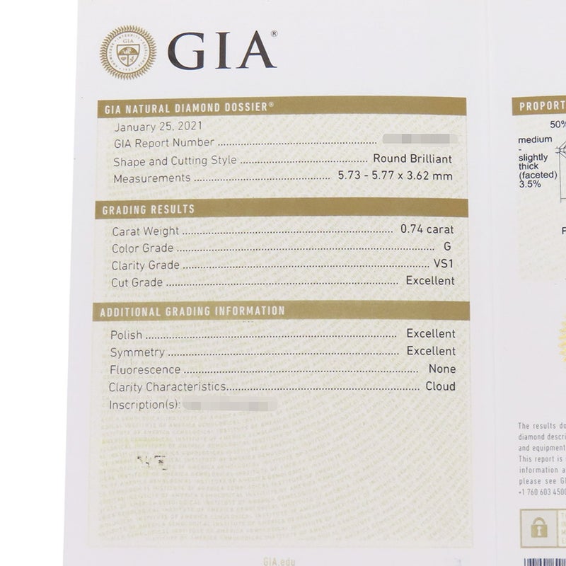 グラフ リング プロミス ラウンド ダイヤモンド エンゲージメント ダイヤ 中石0.74ct Pt950プラチナ サイズ約8号 GIA鑑定書付き 指輪