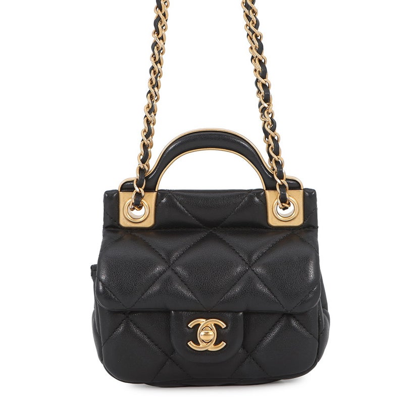 シャネル チェーンショルダーバッグ マトラッセ ココマーク ラムスキン AP2271 CHANEL 黒