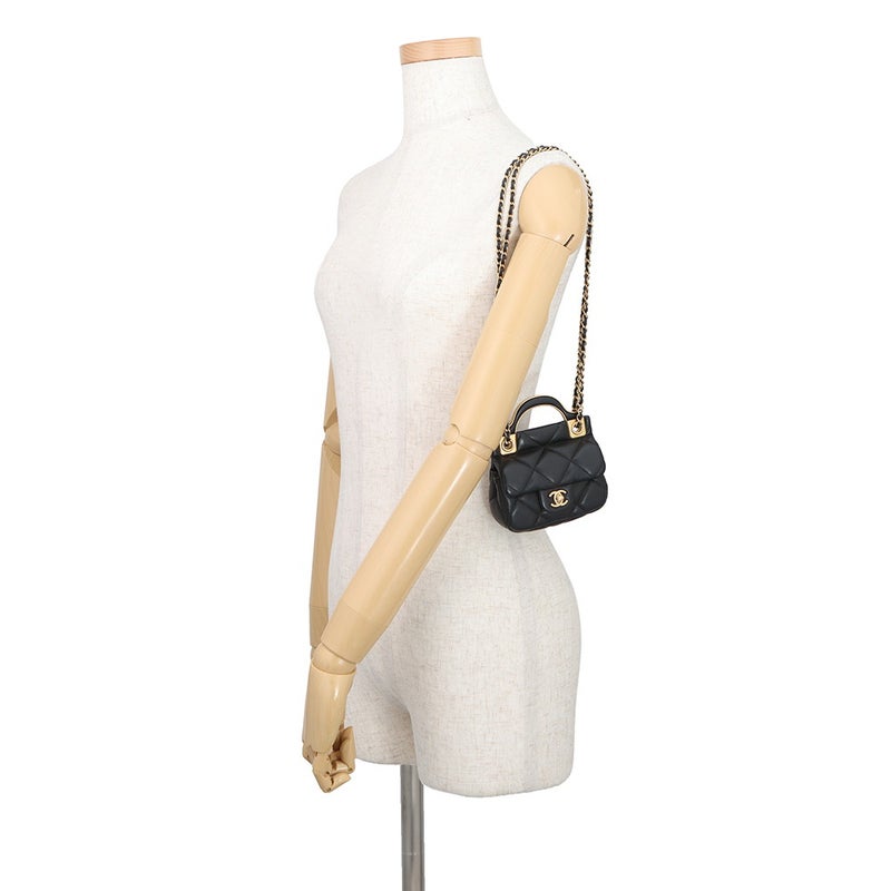 シャネル チェーンショルダーバッグ マトラッセ ココマーク ラムスキン AP2271 CHANEL 黒