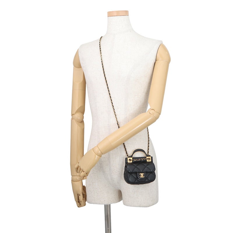 シャネル チェーンショルダーバッグ マトラッセ ココマーク ラムスキン AP2271 CHANEL 黒