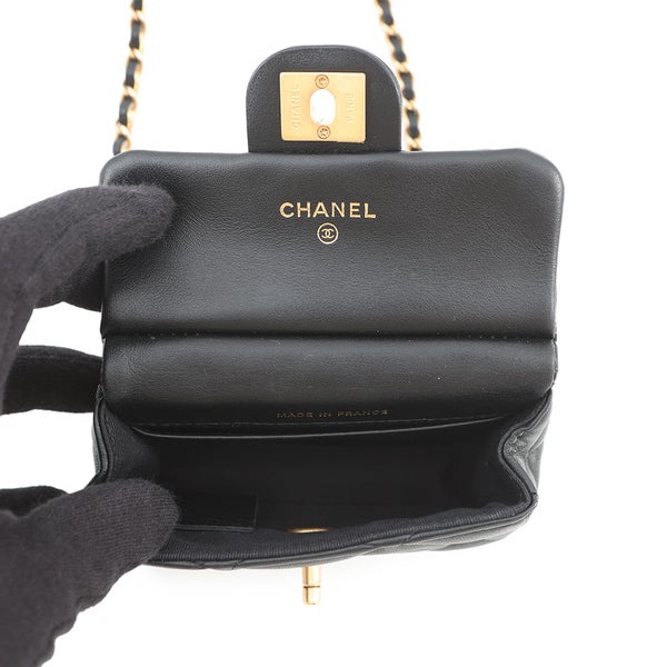 シャネル チェーンショルダーバッグ マトラッセ ココマーク ラムスキン AP2271 CHANEL 黒