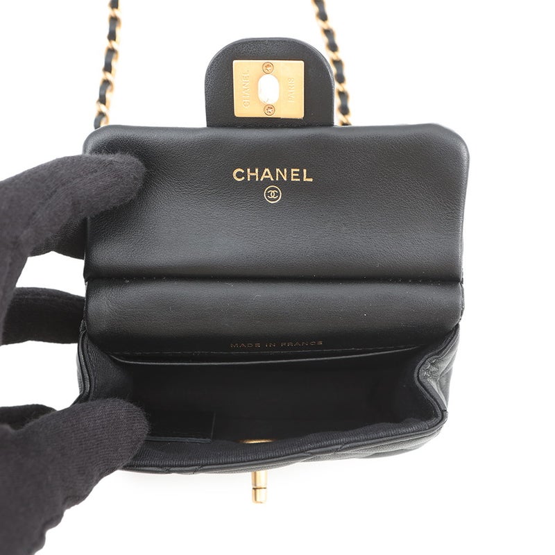 シャネル チェーンショルダーバッグ マトラッセ ココマーク ラムスキン AP2271 CHANEL 黒