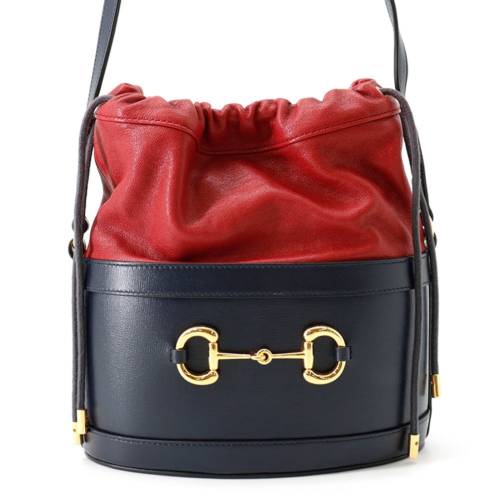 GUCCI　バニティバッグ　スエード　ホースビット　ネイビー 赤　２個セット グッチ ショルダーバッグ ホースビット 1955 巾着 レザー 602118 GUCCI
