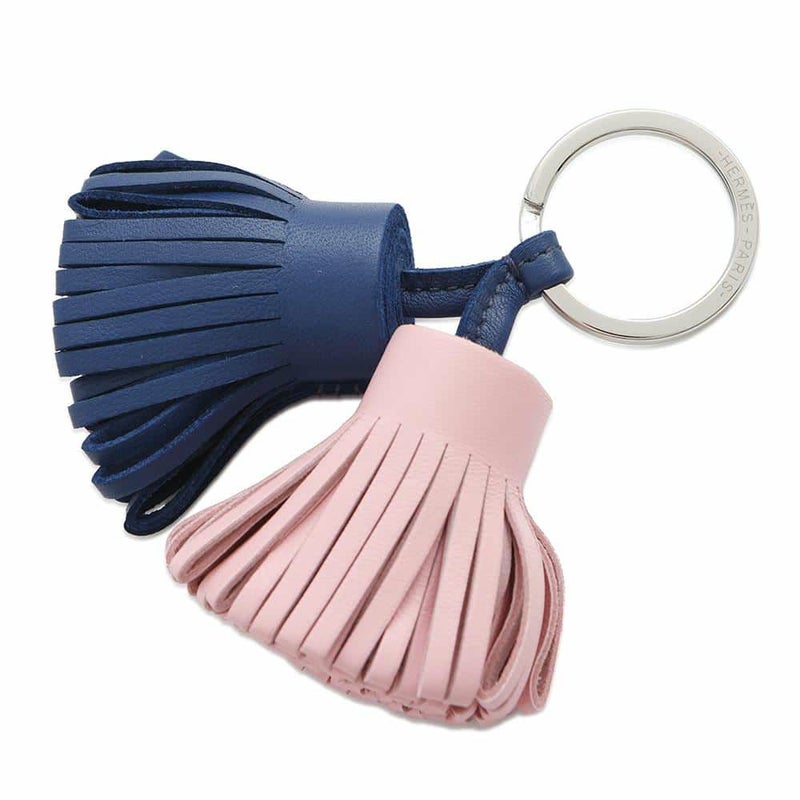 エルメス キーホルダー カルメン ウノドス ローズサクラ/ブルードマルト/シルバー金具 ラムスキン