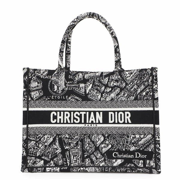 クリスチャン・ディオール トートバッグ ブックトート プラン ドゥ パリ ミディアム M1296ZOMP_M46I 黒 白