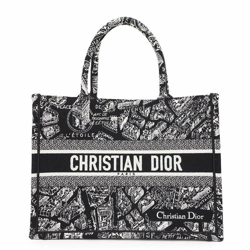 クリスチャン・ディオール トートバッグ ブックトート プラン ドゥ パリ ミディアム M1296ZOMP_M46I 黒 白