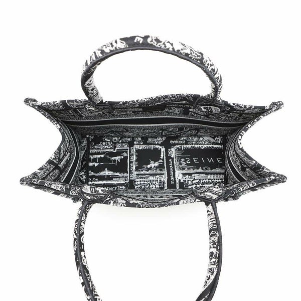 クリスチャン・ディオール トートバッグ ブックトート プラン ドゥ パリ ミディアム M1296ZOMP_M46I 黒 白