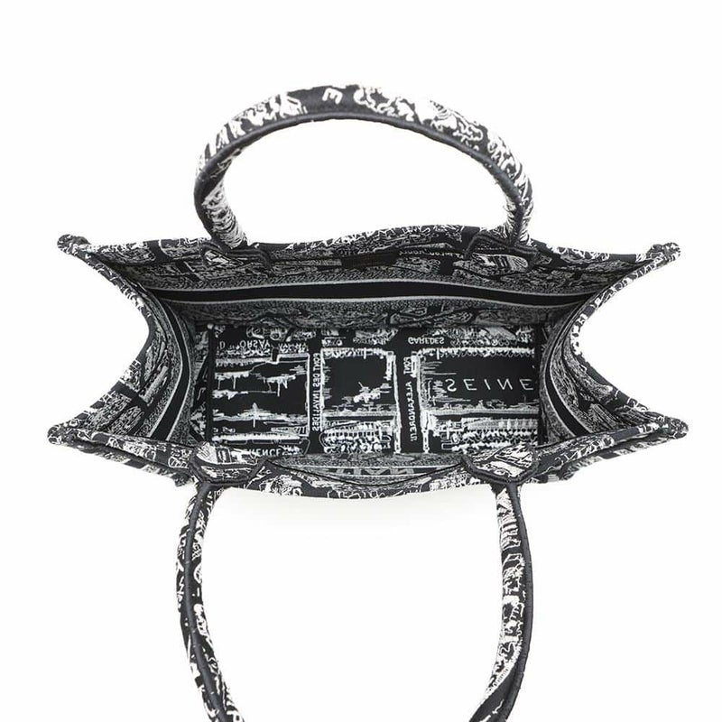 クリスチャン・ディオール トートバッグ ブックトート プラン ドゥ パリ ミディアム M1296ZOMP_M46I 黒 白