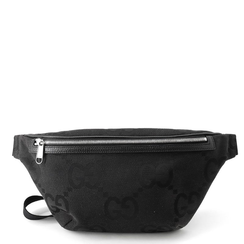 グッチ ボディバッグ ジャンボGG ウエストバッグ キャンバス 696031 GUCCI ベルトバッグ 黒