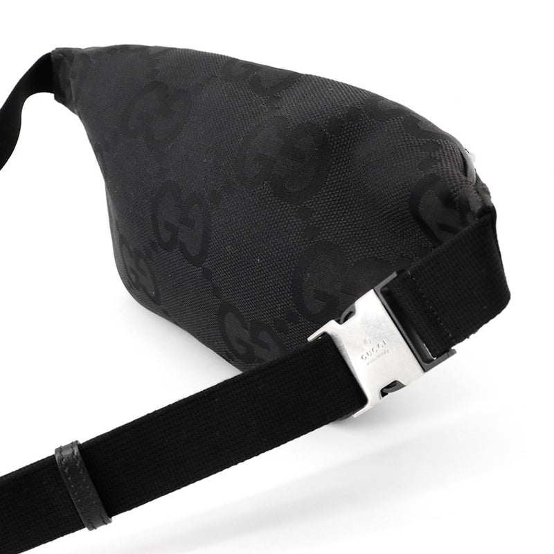 グッチ ボディバッグ ジャンボGG ウエストバッグ キャンバス 696031 GUCCI ベルトバッグ 黒