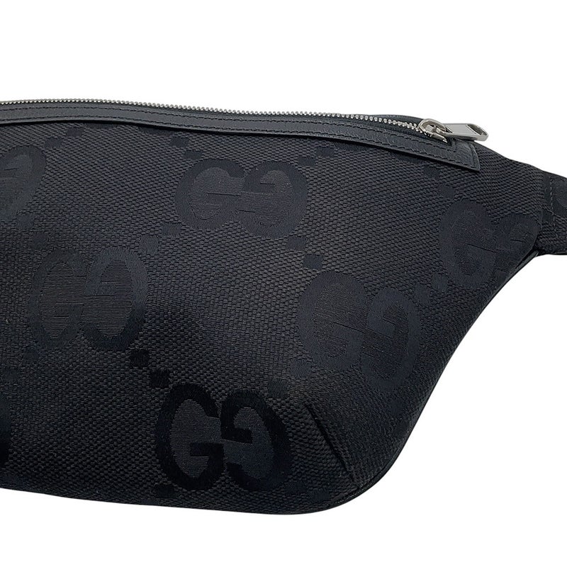 グッチ ボディバッグ ジャンボGG ウエストバッグ キャンバス 696031 GUCCI ベルトバッグ 黒