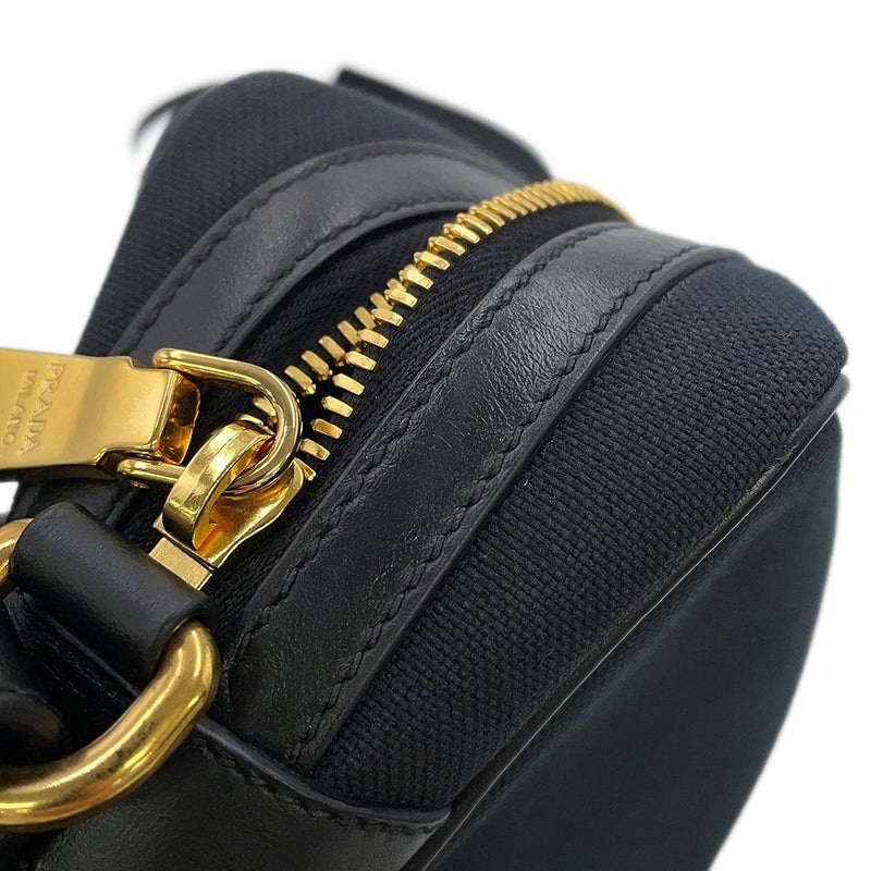 プラダ ショルダーバッグ ロゴ クロスボディバッグ キャンバス レザー 1BH089 PRADA 黒
