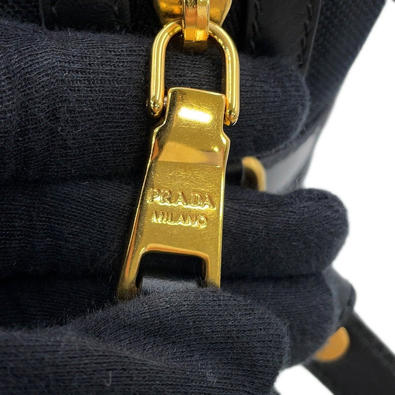 プラダ ショルダーバッグ ロゴ クロスボディバッグ キャンバス レザー 1BH089 PRADA 黒