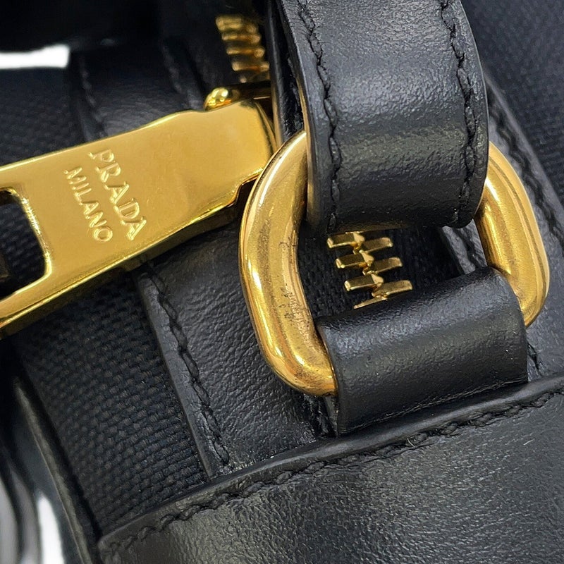 プラダ ショルダーバッグ ロゴ クロスボディバッグ キャンバス レザー 1BH089 PRADA 黒