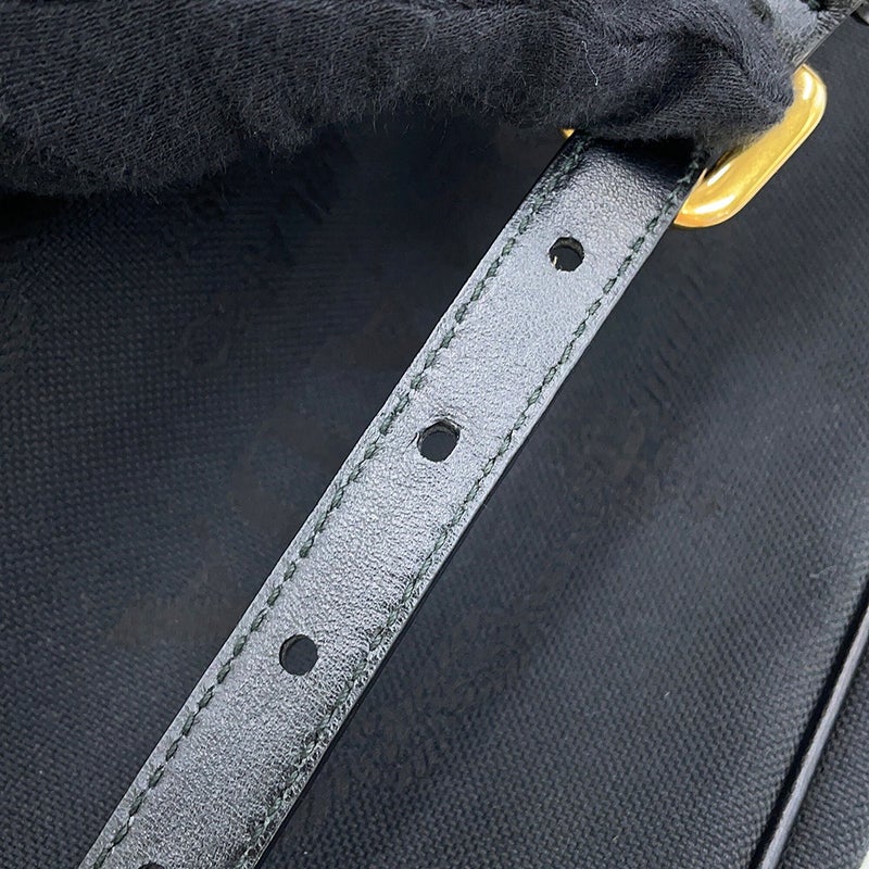 プラダ ショルダーバッグ ロゴ クロスボディバッグ キャンバス レザー 1BH089 PRADA 黒