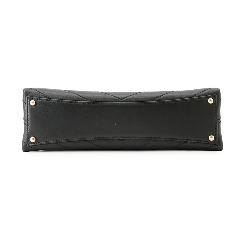 シャネル チェーンショルダーバッグ シェブロン ココマーク レザー CHANEL Vステッチ 黒 2way