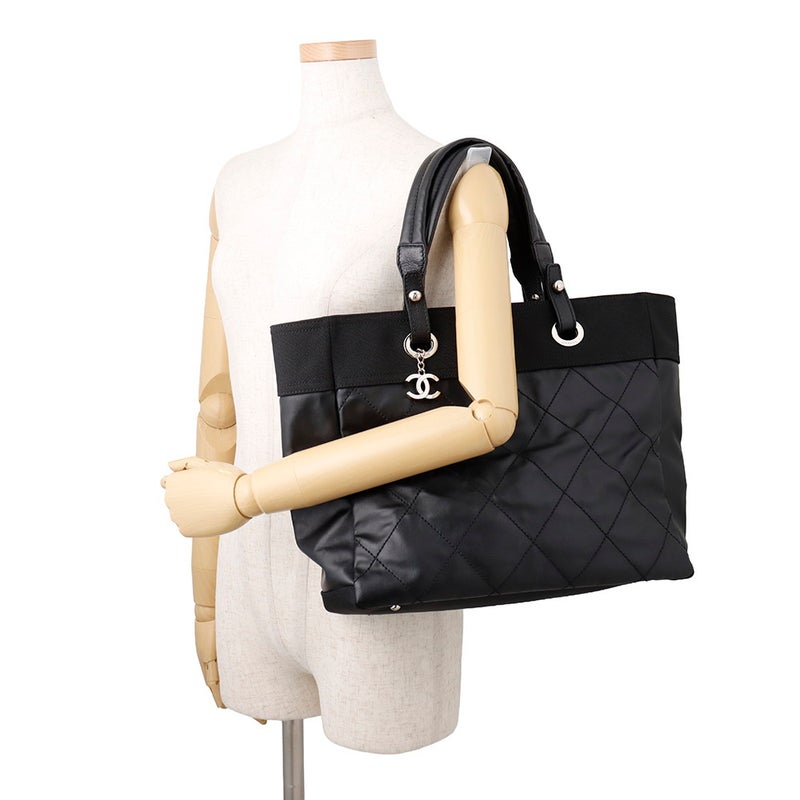 シャネル トートバッグ マトラッセ パリビアリッツ トートMM ココチャーム A34209 CHANEL 黒