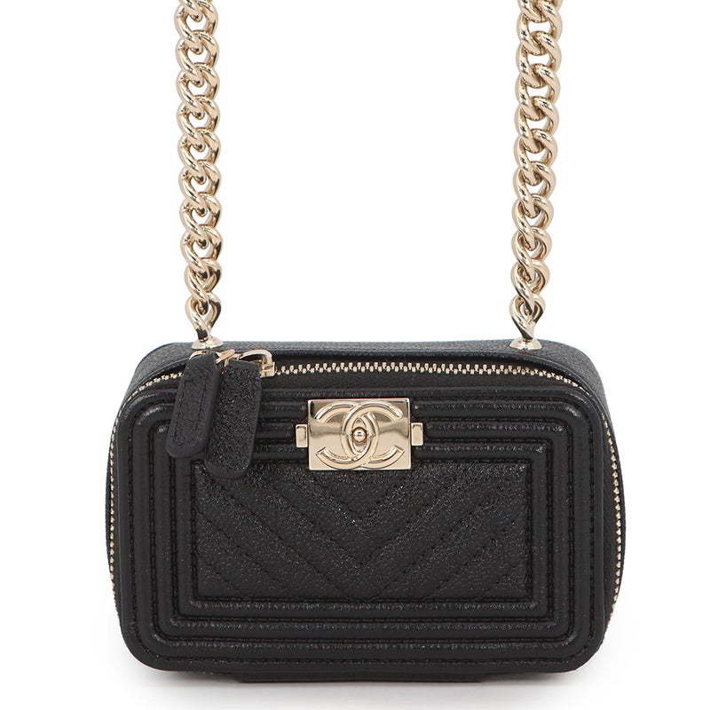 シャネル チェーンショルダーバッグ ボーイシャネル ミニ キャビアスキン AP2708 CHANEL バッグ 黒 セール品