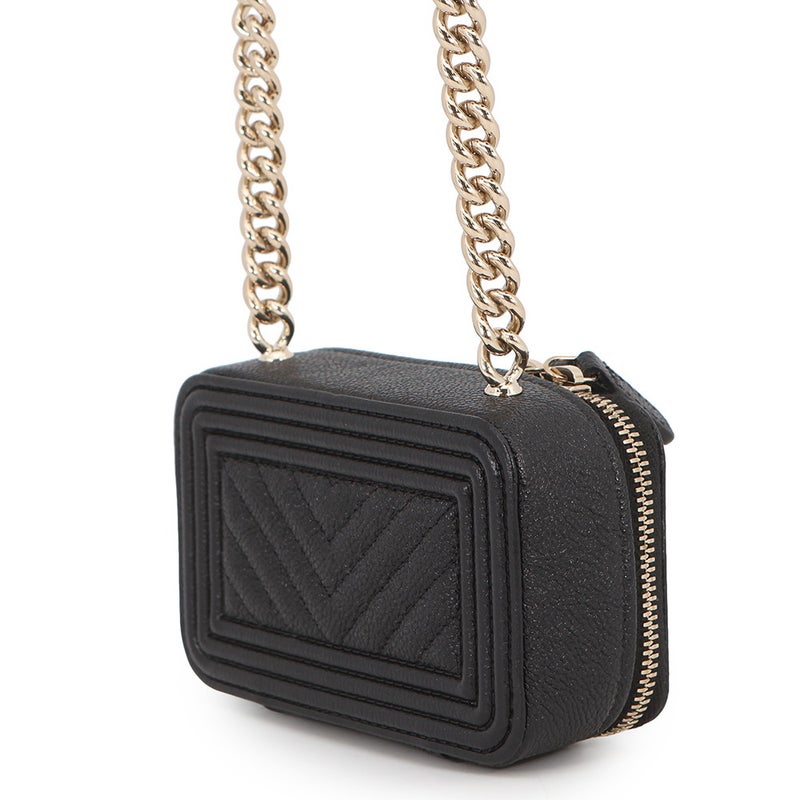シャネル チェーンショルダーバッグ ボーイシャネル ミニ キャビアスキン AP2708 CHANEL バッグ 黒 セール品