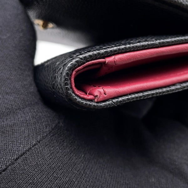 シャネル 三つ折り財布 シェブロン スモール フラップ コンパクトウォレット キャビアスキン AP5202 CHANEL 財布 黒