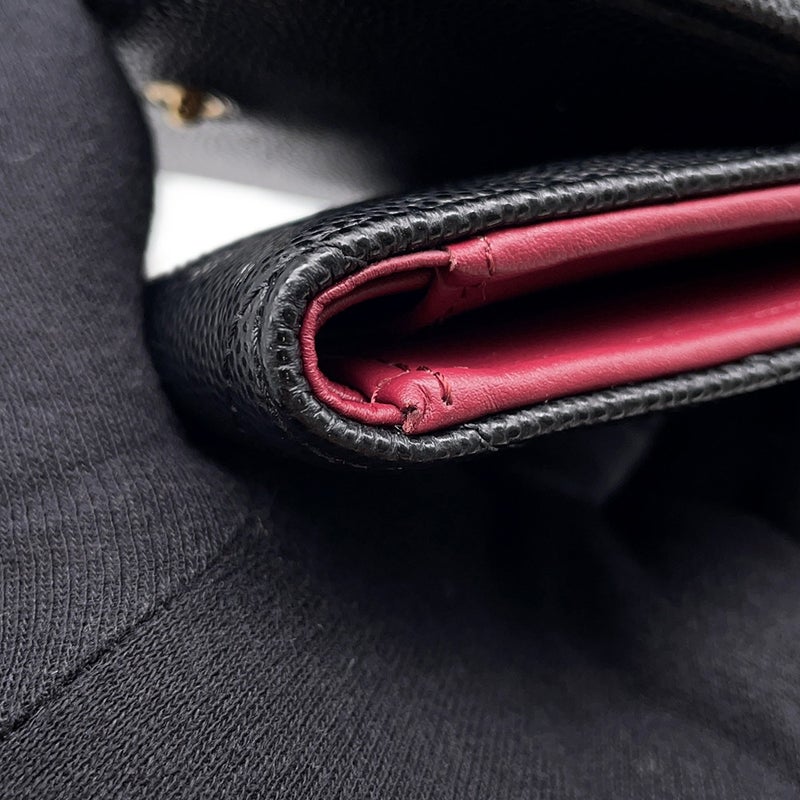 シャネル 三つ折り財布 シェブロン スモール フラップ コンパクトウォレット キャビアスキン AP5202 CHANEL 財布 黒