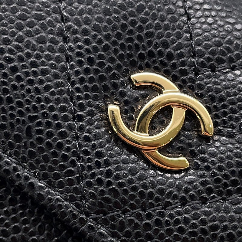 シャネル 三つ折り財布 シェブロン スモール フラップ コンパクトウォレット キャビアスキン AP5202 CHANEL 財布 黒