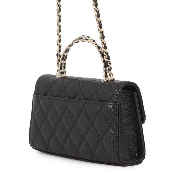 シャネル チェーンショルダーバッグ トップハンドル フォンケース マトラッセ ココマーク キャビアスキン AP3238 CHANEL 黒