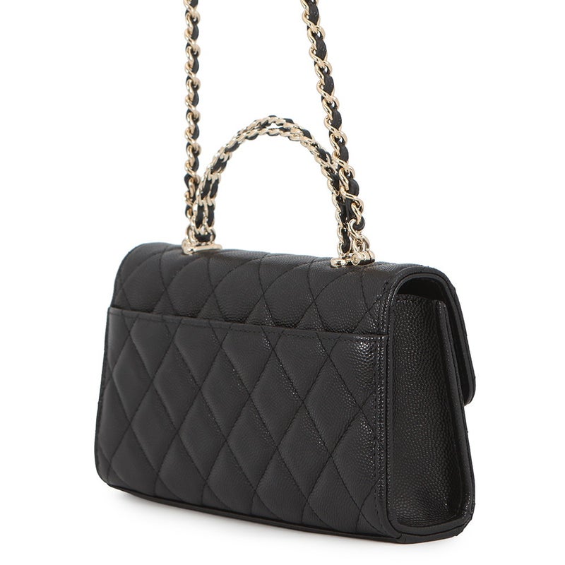 シャネル チェーンショルダーバッグ トップハンドル フォンケース マトラッセ ココマーク キャビアスキン AP3238 CHANEL 黒