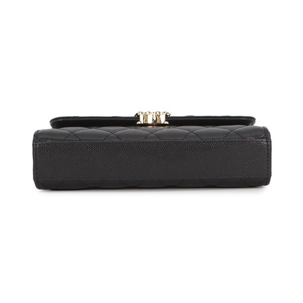 シャネル チェーンショルダーバッグ トップハンドル フォンケース マトラッセ ココマーク キャビアスキン AP3238 CHANEL 黒