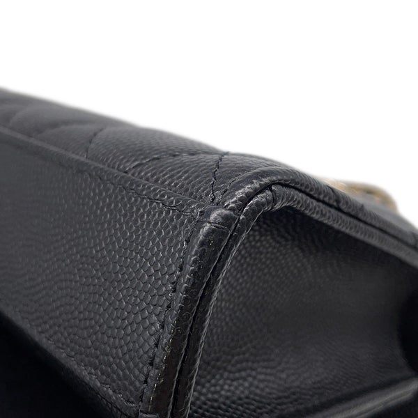 シャネル チェーンショルダーバッグ トップハンドル フォンケース マトラッセ ココマーク キャビアスキン AP3238 CHANEL 黒