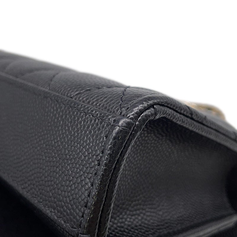 シャネル チェーンショルダーバッグ トップハンドル フォンケース マトラッセ ココマーク キャビアスキン AP3238 CHANEL 黒