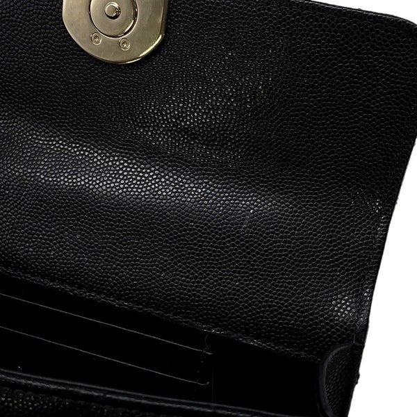 シャネル チェーンショルダーバッグ トップハンドル フォンケース マトラッセ ココマーク キャビアスキン AP3238 CHANEL 黒
