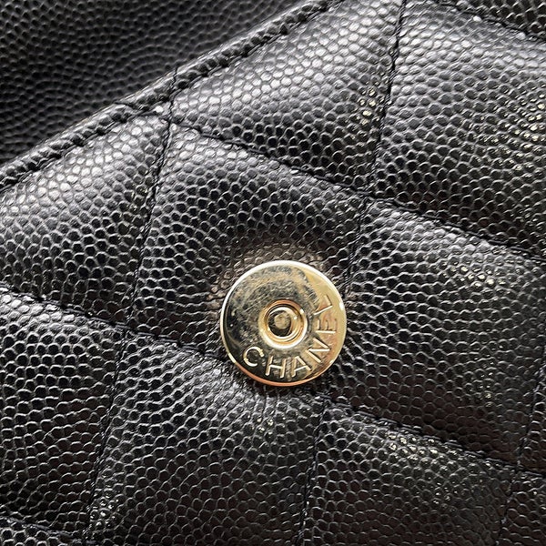 シャネル チェーンショルダーバッグ トップハンドル フォンケース マトラッセ ココマーク キャビアスキン AP3238 CHANEL 黒