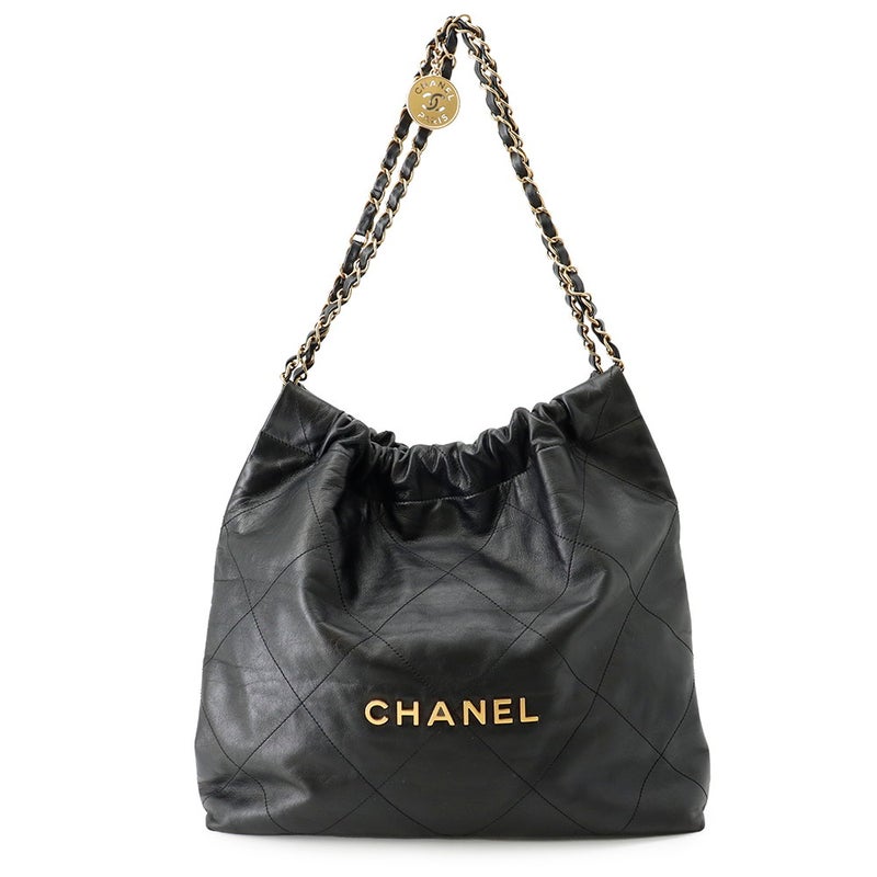 シャネル チェーンショルダーバッグ CHANEL22 ミディアム カーフレザー AS3261 CHANEL 黒