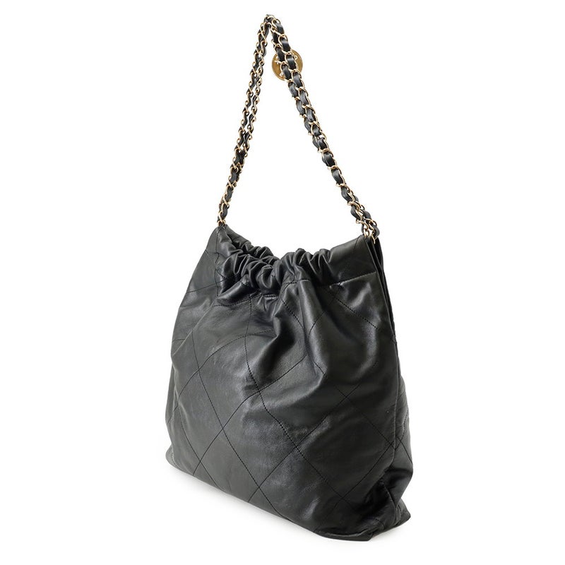 シャネル チェーンショルダーバッグ CHANEL22 ミディアム カーフレザー AS3261 CHANEL 黒