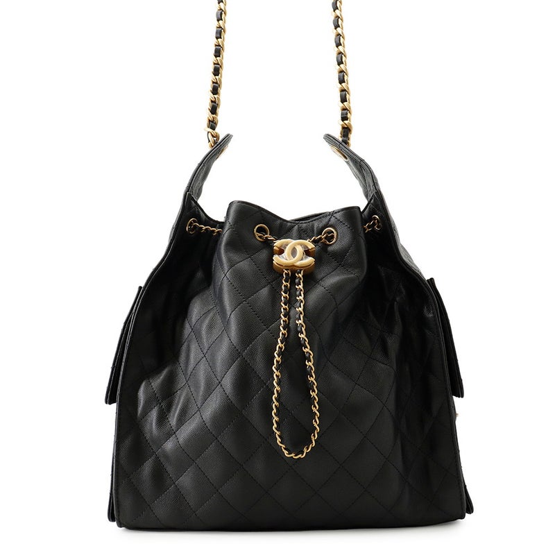 シャネル チェーンショルダーバッグ CHANEL25 ミディアム ココマーク マトラッセ キャビアスキン AS5311 CHANEL 黒