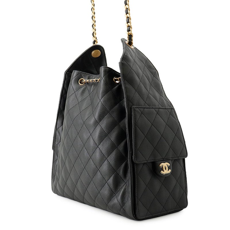 シャネル チェーンショルダーバッグ CHANEL25 ミディアム ココマーク マトラッセ キャビアスキン AS5311 CHANEL 黒