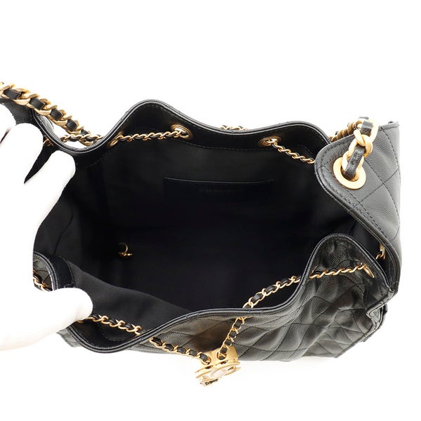 シャネル チェーンショルダーバッグ CHANEL25 ミディアム ココマーク マトラッセ キャビアスキン AS5311 CHANEL 黒