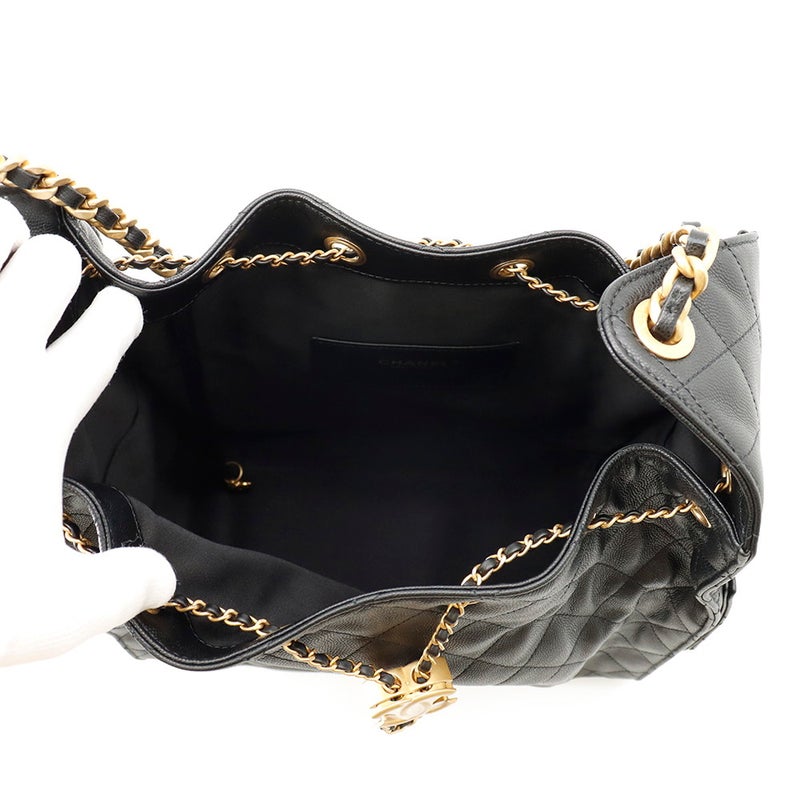 シャネル チェーンショルダーバッグ CHANEL25 ミディアム ココマーク マトラッセ キャビアスキン AS5311 CHANEL 黒