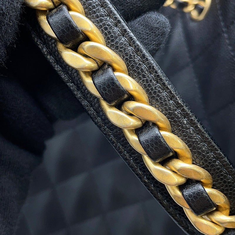 シャネル チェーンショルダーバッグ CHANEL25 ミディアム ココマーク マトラッセ キャビアスキン AS5311 CHANEL 黒