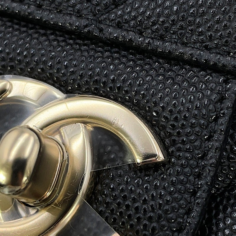 シャネル チェーンショルダーバッグ ココマーク マトラッセ フラップ スモール キャビアスキン AS3003 CHANEL 黒