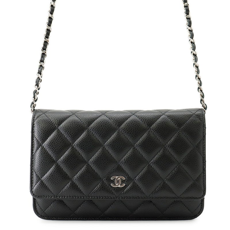 シャネル チェーンウォレット クラシック マトラッセ ココマーク キャビアスキン AP0250 CHANEL 財布 黒