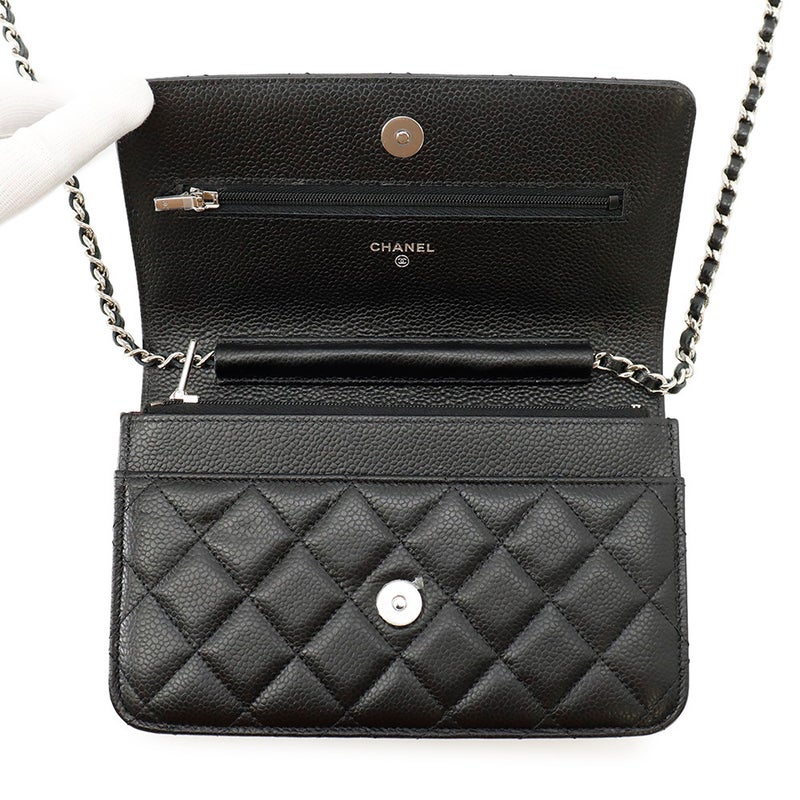 シャネル チェーンウォレット クラシック マトラッセ ココマーク キャビアスキン AP0250 CHANEL 財布 黒